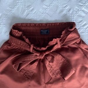 Abercrombie & Fitch Terra Cotta Satin Paperbag Pants
